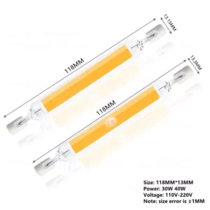 Lâmpada Cob Led Palito R7s 30w 110v Branco Quente 118mm