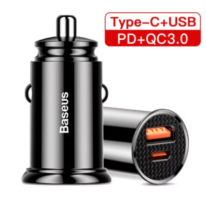 Carregador automotivo Baseus Tipo C + USB Power Delivery(PD)